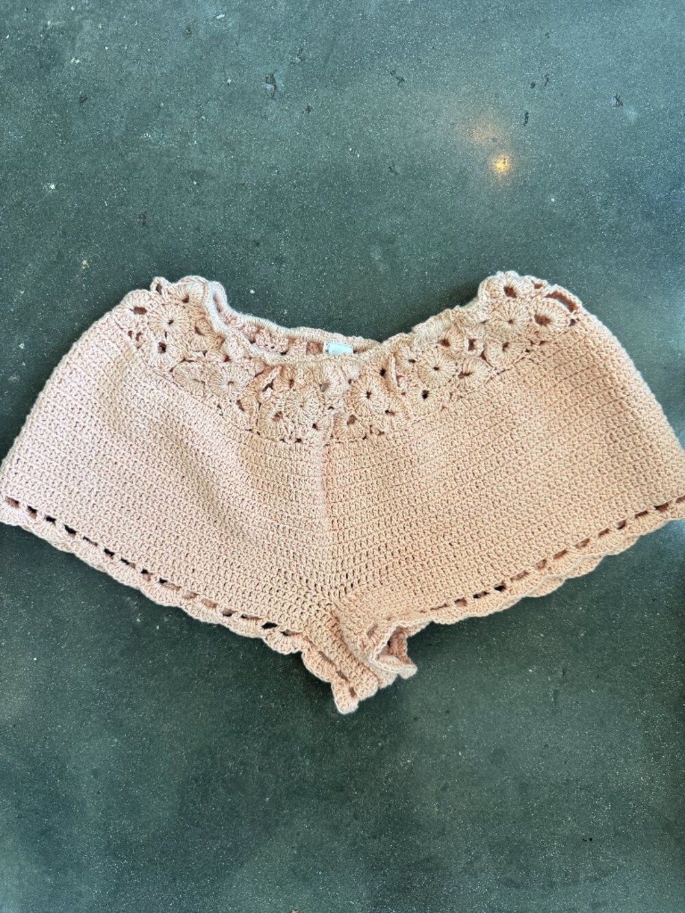 Andi Bagus Peach Crochet Beach Shorts
